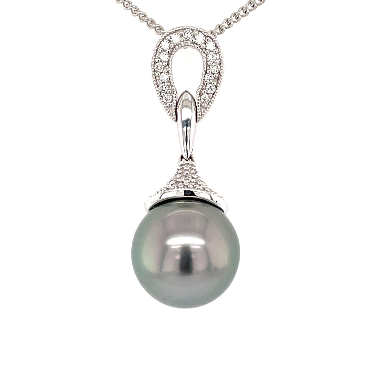 Black Pearl & Diamond 18ct Pendant