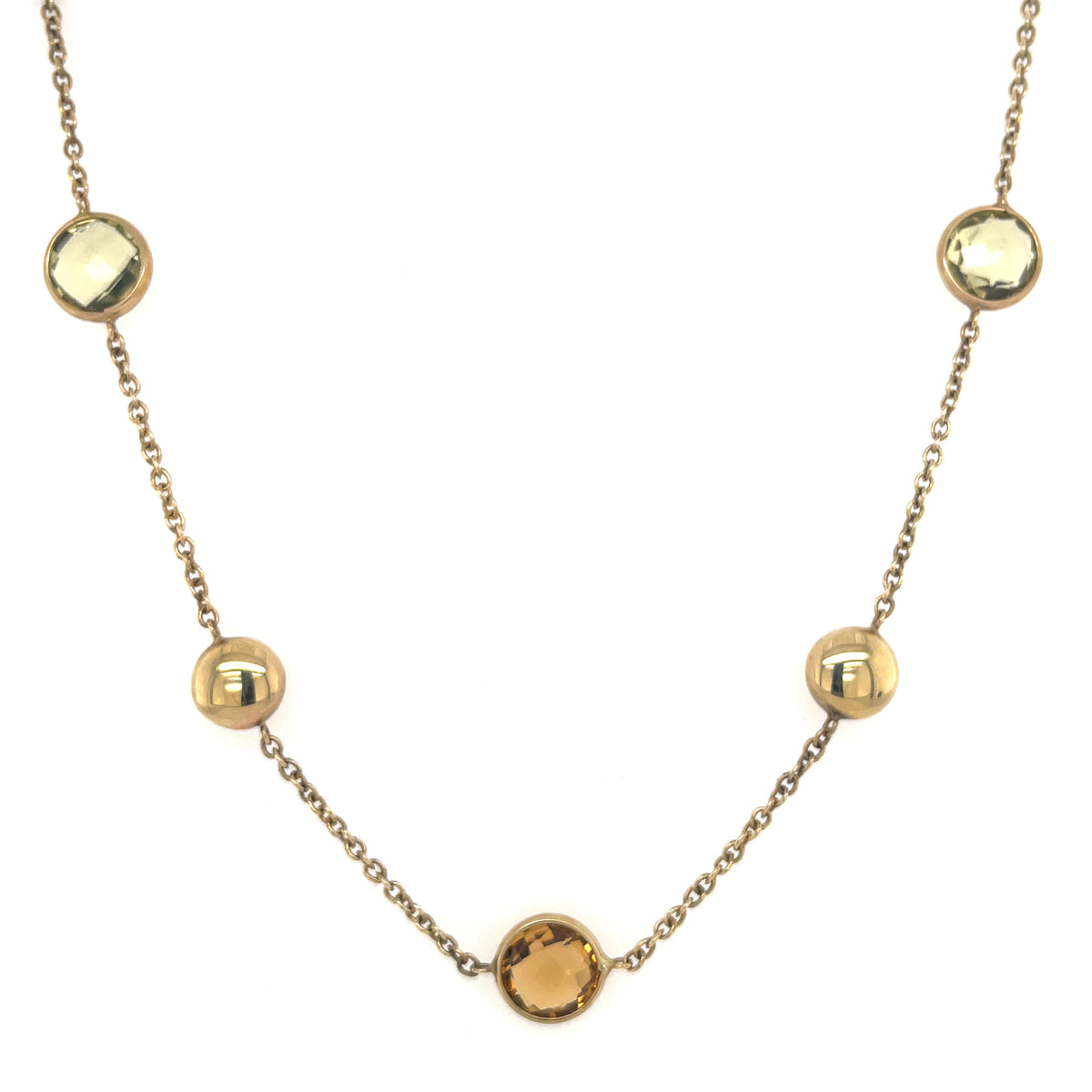 Yellow Gold Citrine & Quartz Necklet