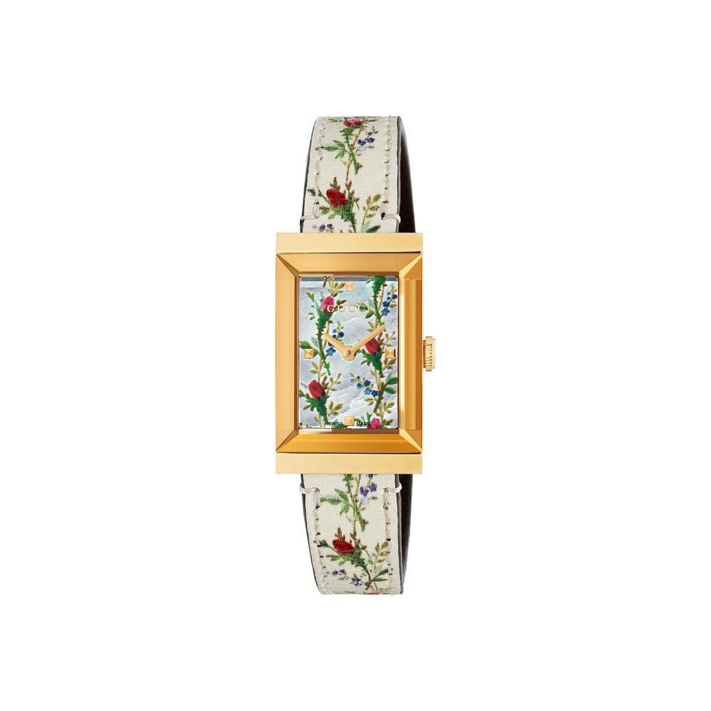 GUCCI G Frame Gold PVD Plated Ladies Watch 34mm