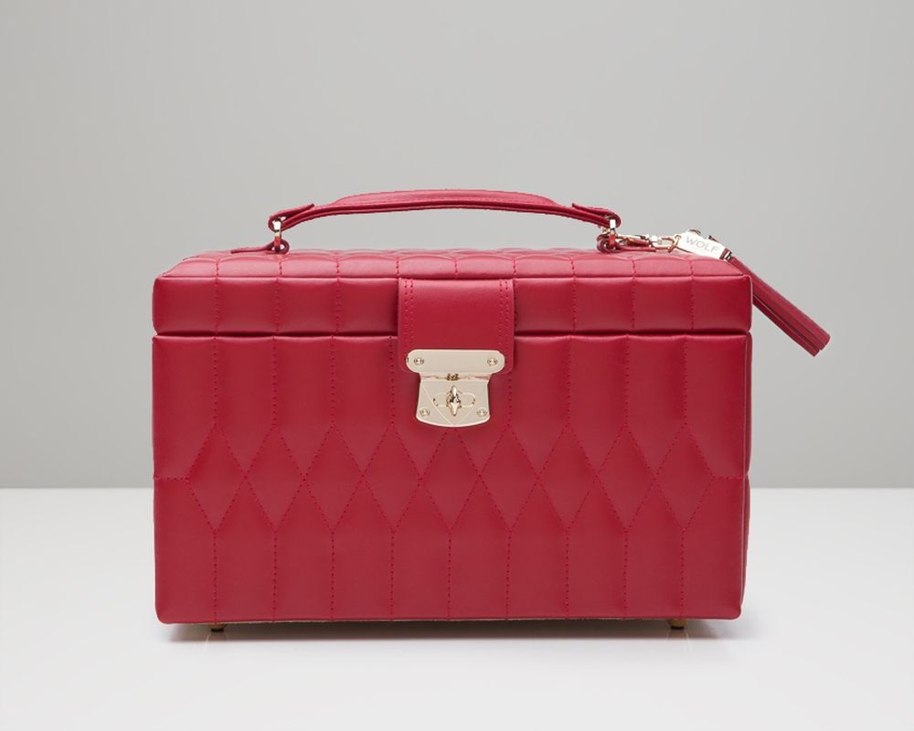 Wolf Caroline Medium Jewellery Box - Red