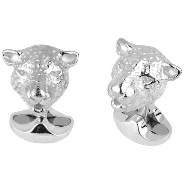 Deakin & Francis Silver Leopard Head Cufflinks