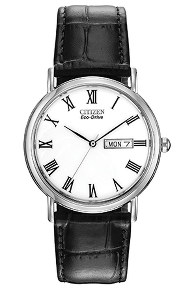 Citizen Eco-Drive Mens Strap 36mm White Dial
