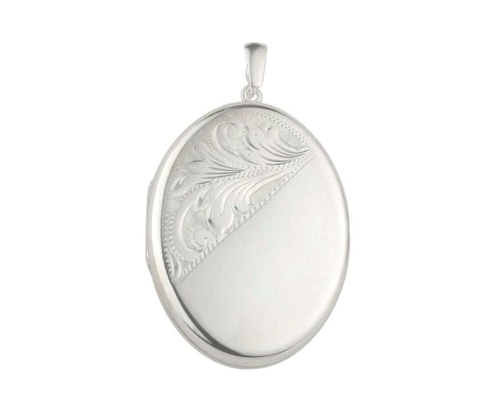 Silver Locket Hand Engraved Style on Chain