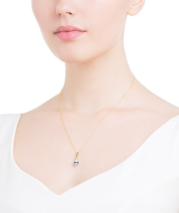 Mikimoto Akoya Pearl and Diamond Pendant in Yellow Gold