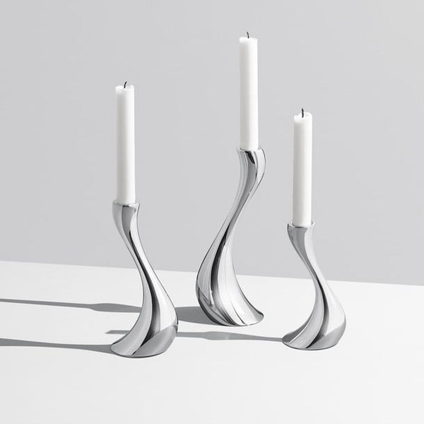 Georg Jensen Cobra Candelholder Set, Stainless Steel