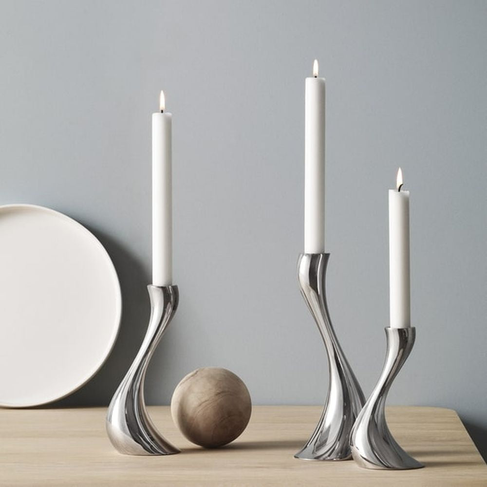 Georg Jensen Cobra Candelholder Set, Stainless Steel