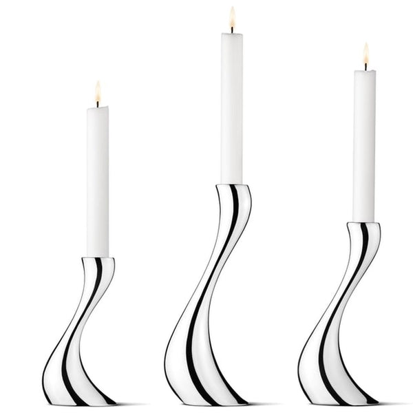 Georg Jensen Cobra Candelholder Set, Stainless Steel