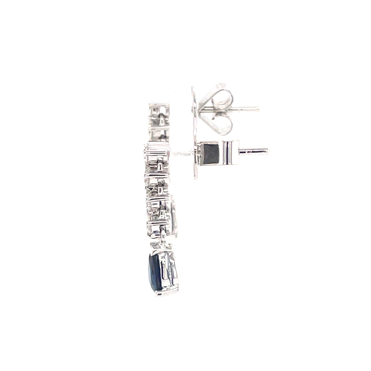Sapphire & Diamond Pear Cut Hanging 18ct Earrings