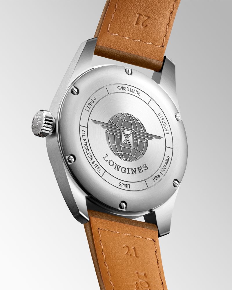 Longines Spirit Automatic Chronometer Silver Dial Brown Strap 40mm