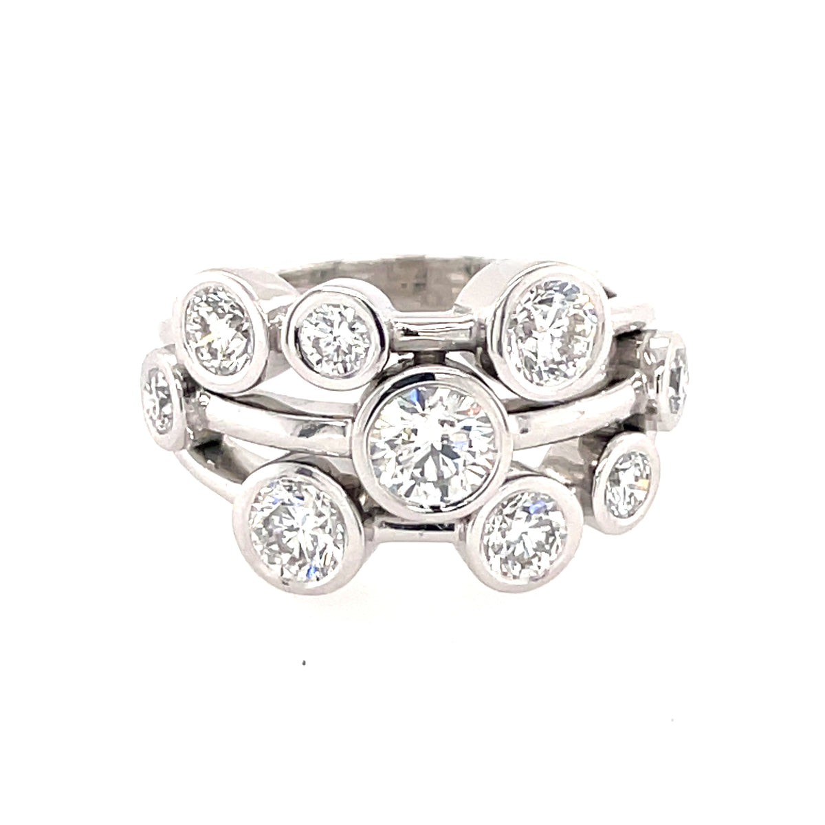 9 Stone 2.01ct Diamond Bubble 18ct Ring