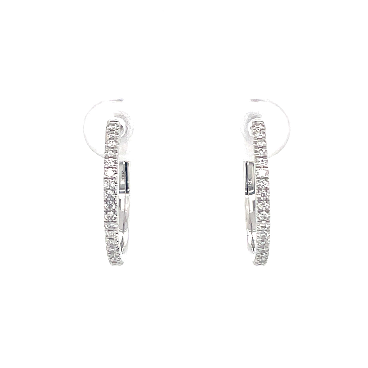 Diamond Hoop 18ct White Gold Earrings