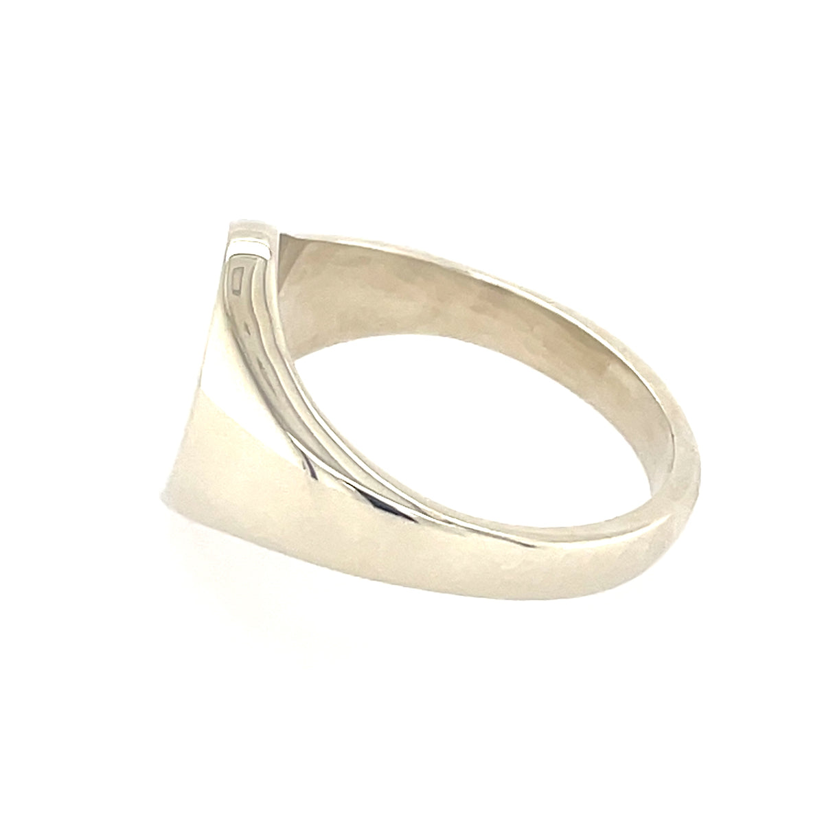 9ct White Gold 13x10mm Solid Plain Oval Signet Ring
