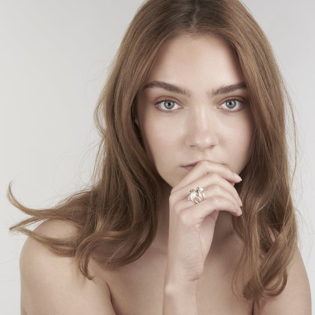 Shaun Leane Silver Hooked Pearl Ring