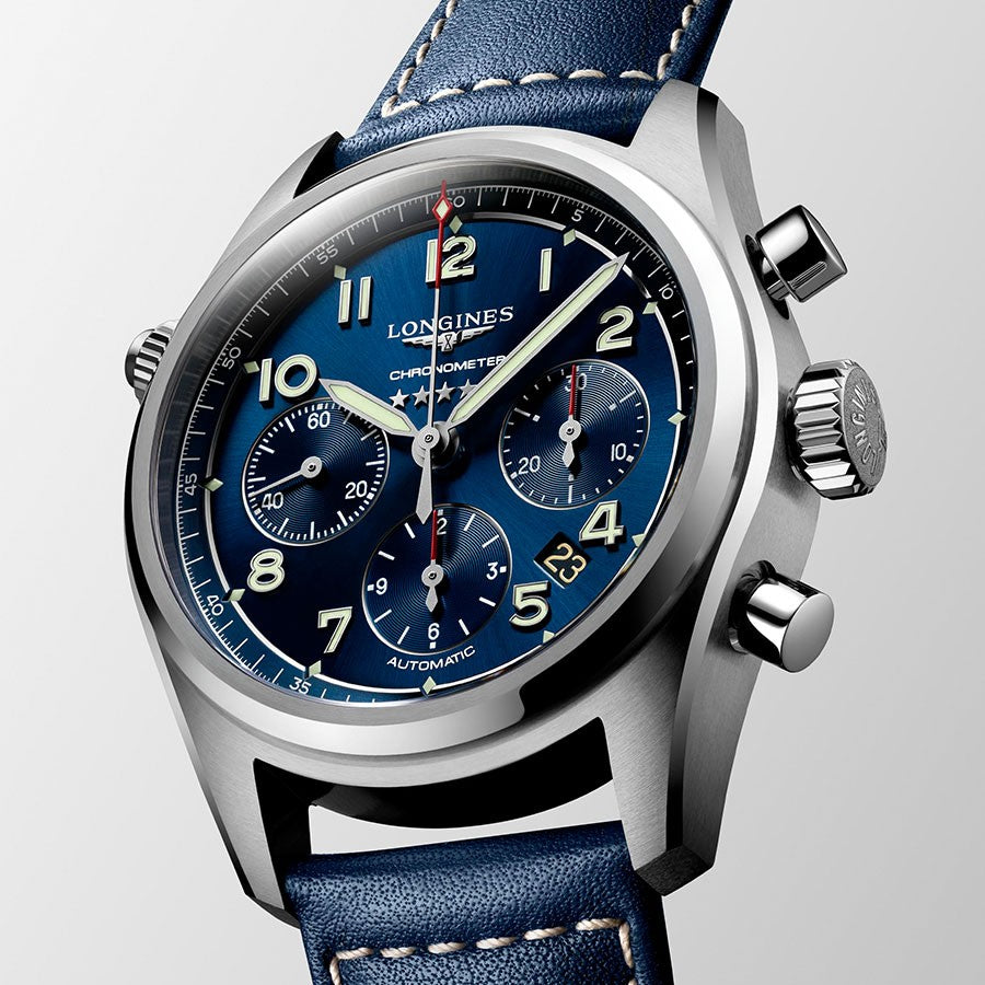 Longines Spirit Automatic Chronometer Chronograph Blue Strap 42mm