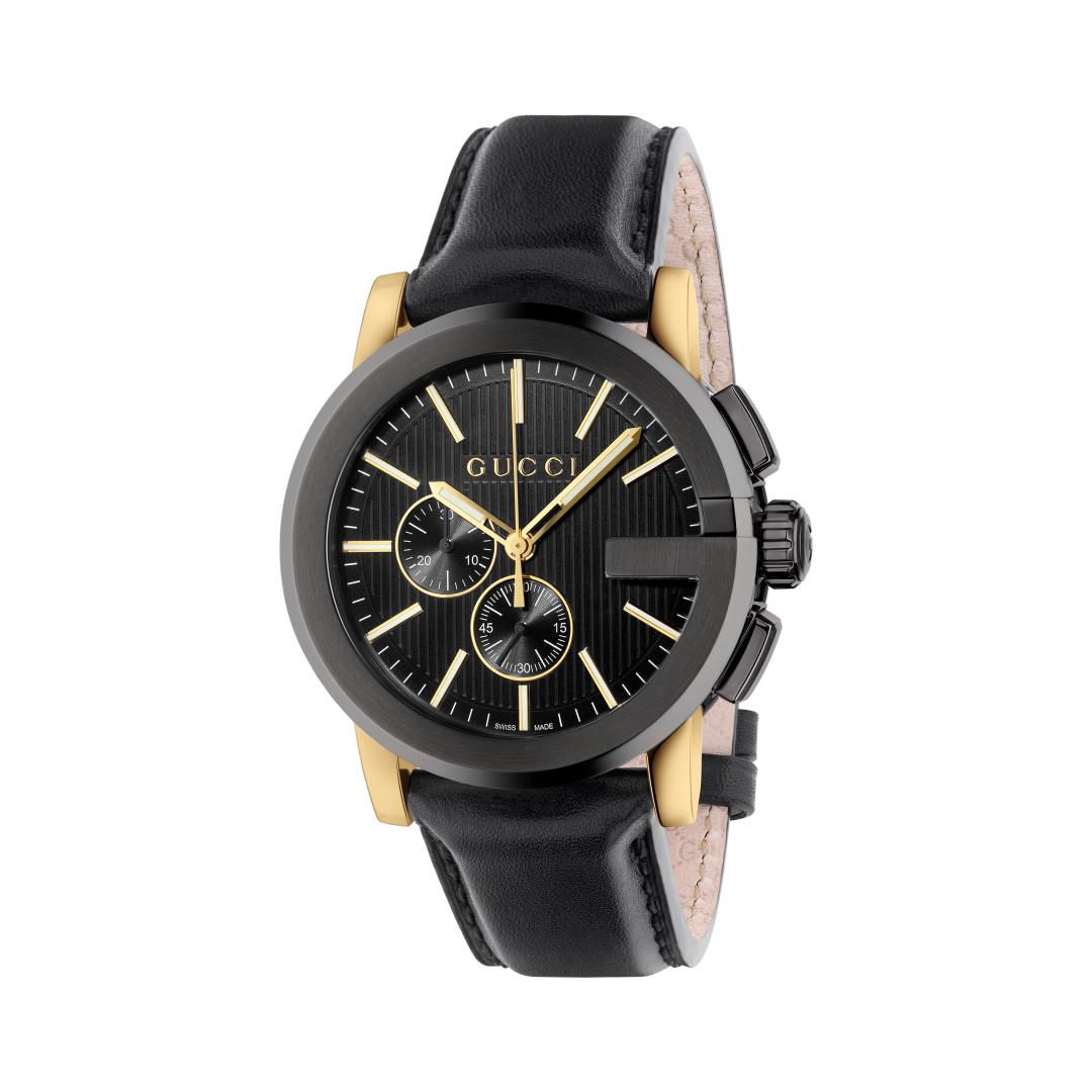 GUCCI G-Chrono Black & Gold Watch 44mm