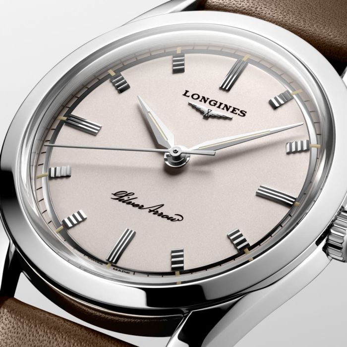 Longines Heritage Silver Arrow Brown Leather Strap 38.5mm L28344722