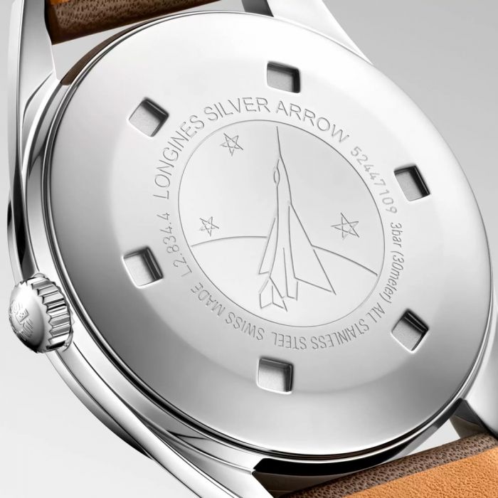 Longines Heritage Silver Arrow Brown Leather Strap 38.5mm L28344722