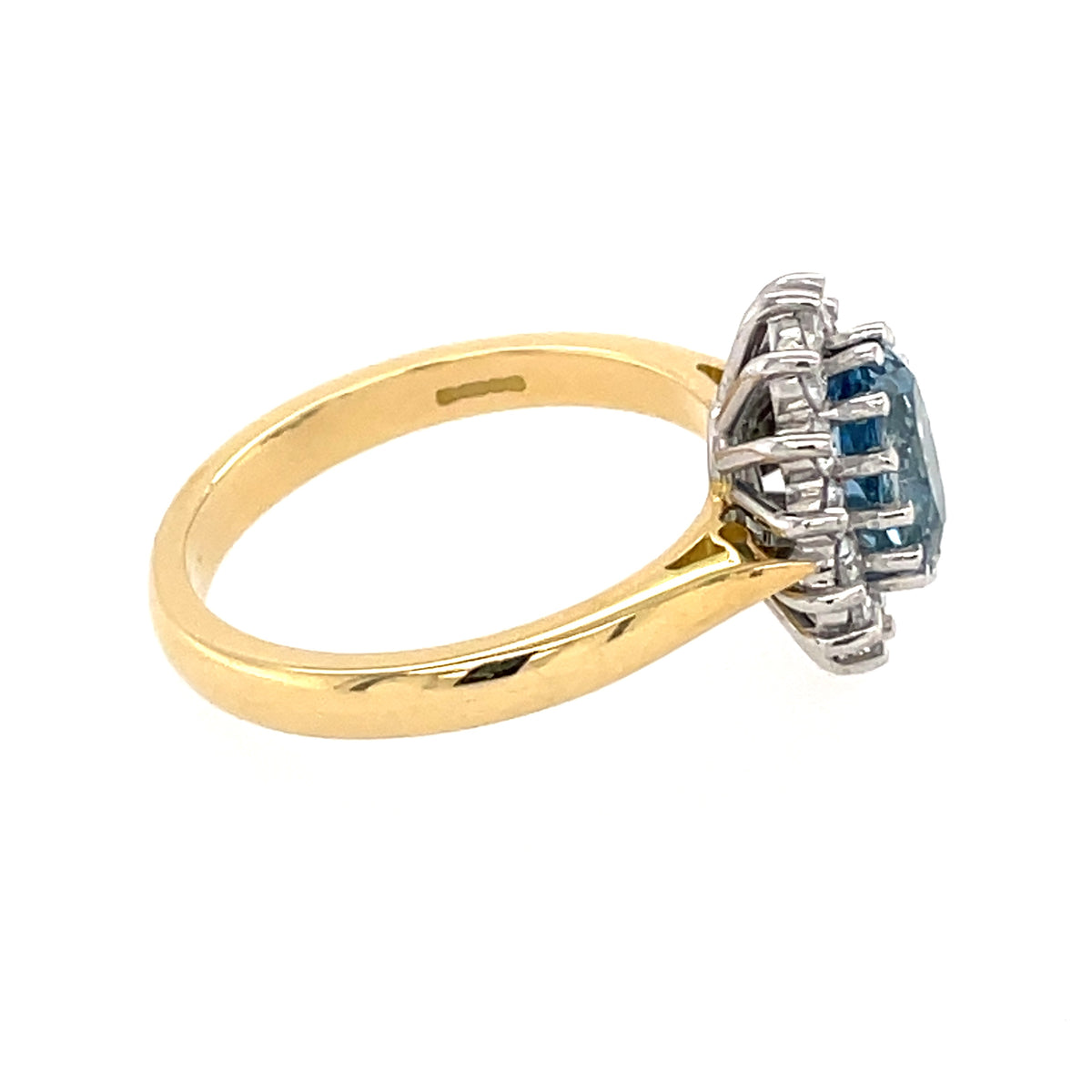 Aquamarine & Diamond 18ct Cluster Ring