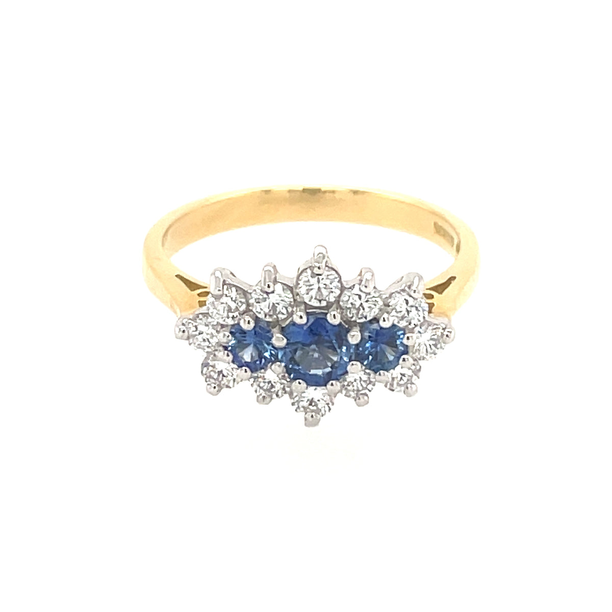Sapphire & Diamond Shaped 18ct Cluster Ring