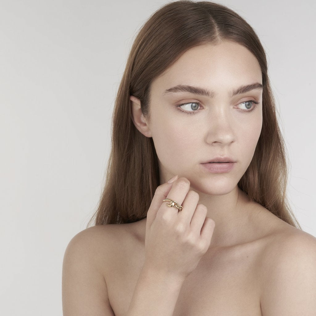 Shaun Leane Yellow Gold Vermeil Hook Chain Ring