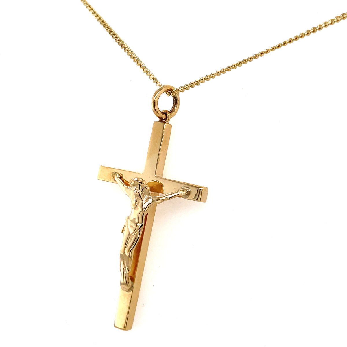 Solid Block Crucifix 9ct Pendant on Chain