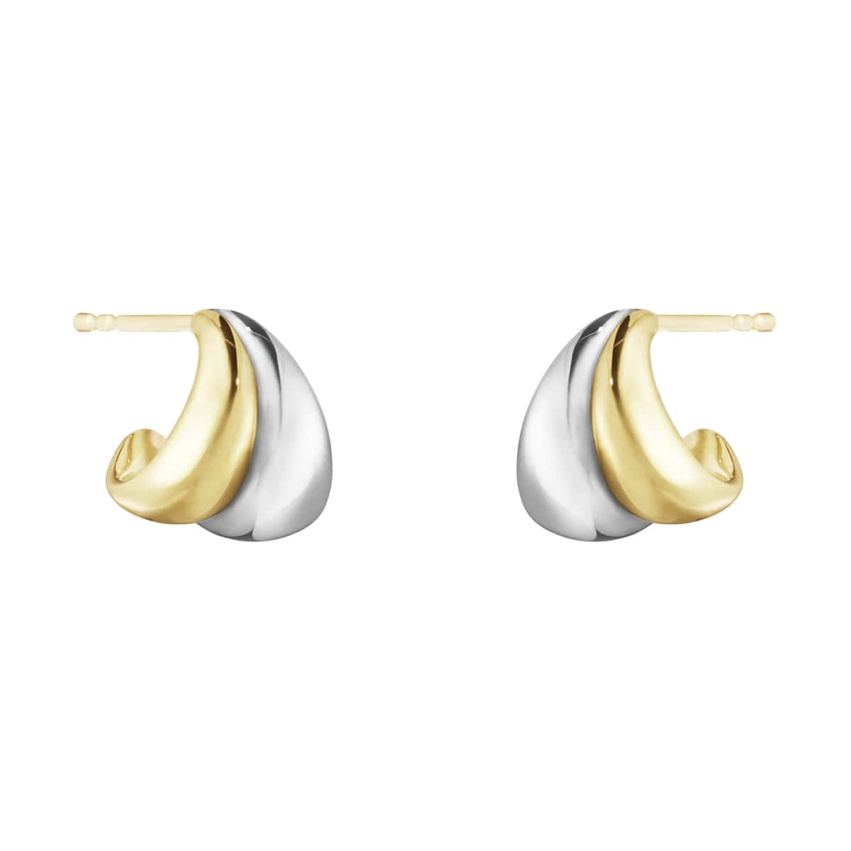 Georg Jensen Curve Earrings, Sterling Silver, 18ct Yellow Gold