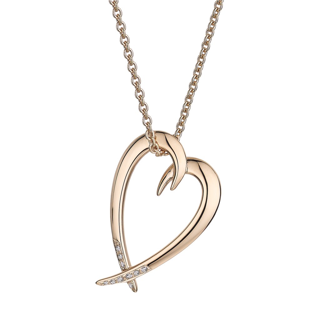 Shaun Leane Rose Gold Vermeil Diamond Hooked Heart Pendant
