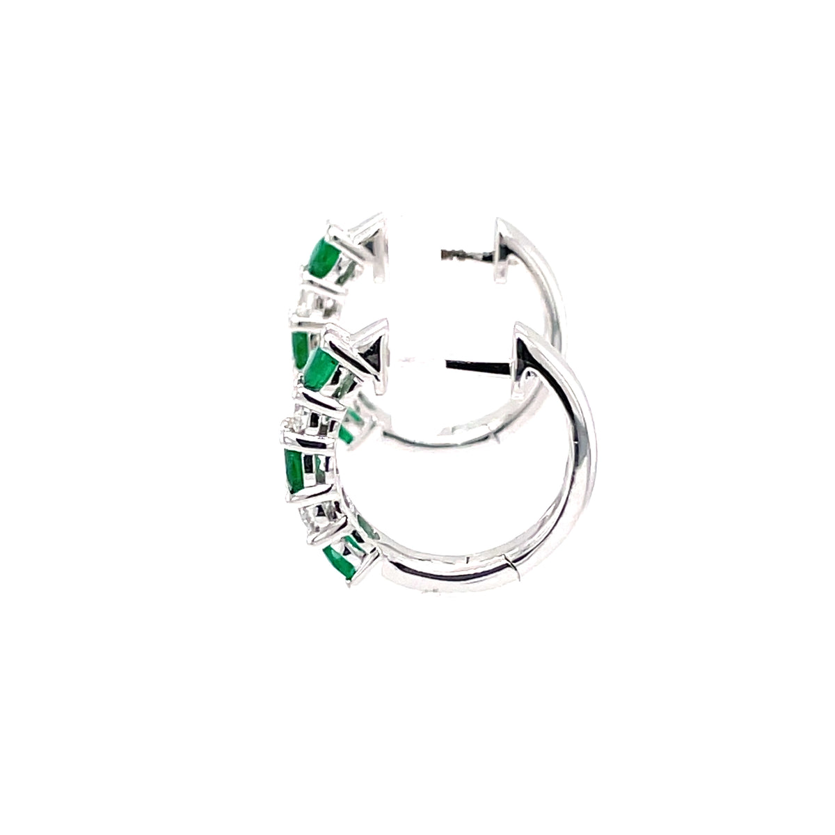 Emerald & Diamond 18ct White Gold Hoops
