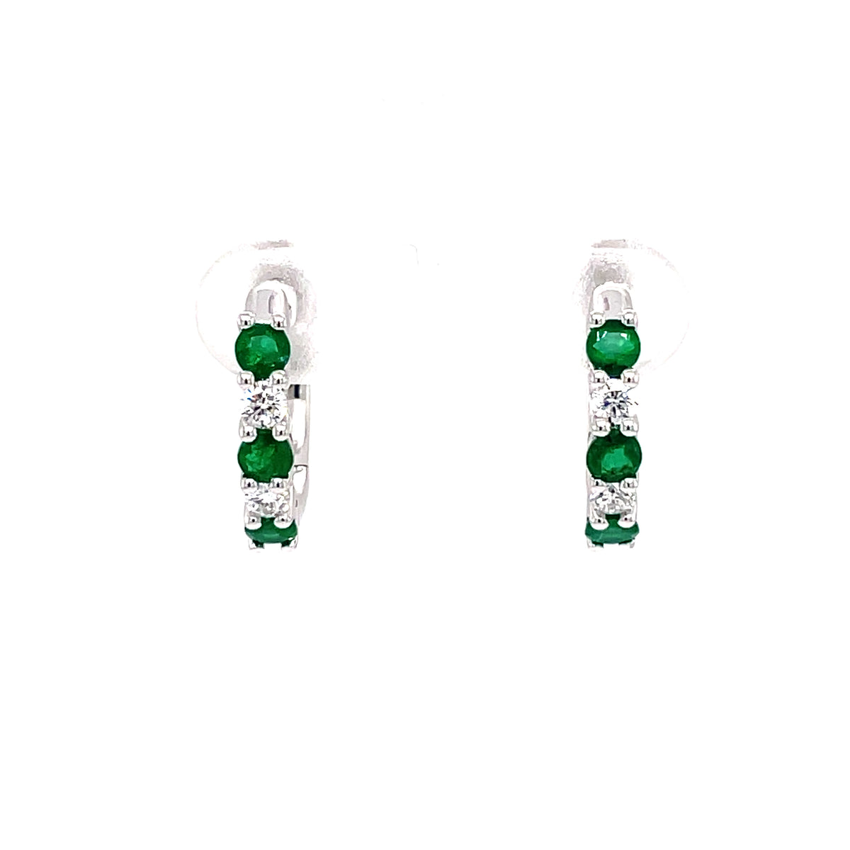Emerald & Diamond 18ct White Gold Hoops