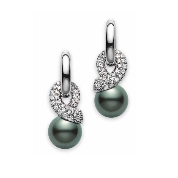 Mikimoto Moderna 8 Black South Sea & Diamond Earrings