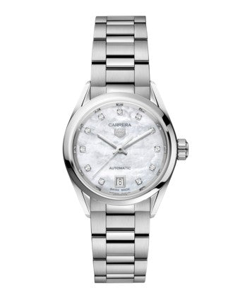 Tag Heuer Carrera Ladies Date MOP Diamond Dial Automatic 29mm WBN2412.BA0621