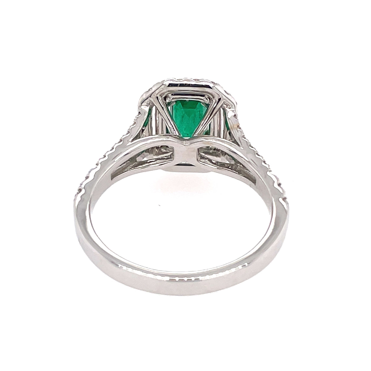 Emerald & Diamond Double Halo 18ct White Gold Ring