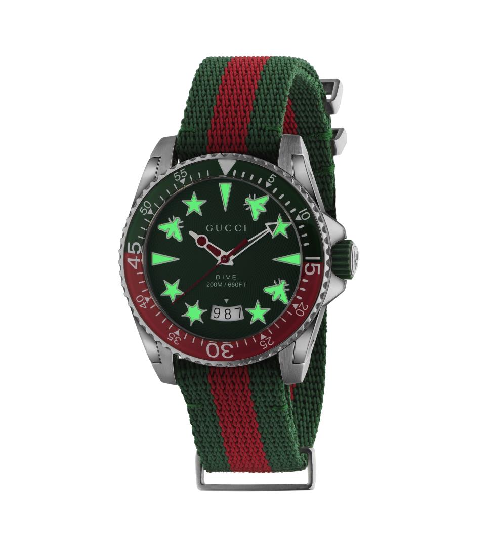 GUCCI Dive Steel Fabric Strap Watch 45mm YA136339