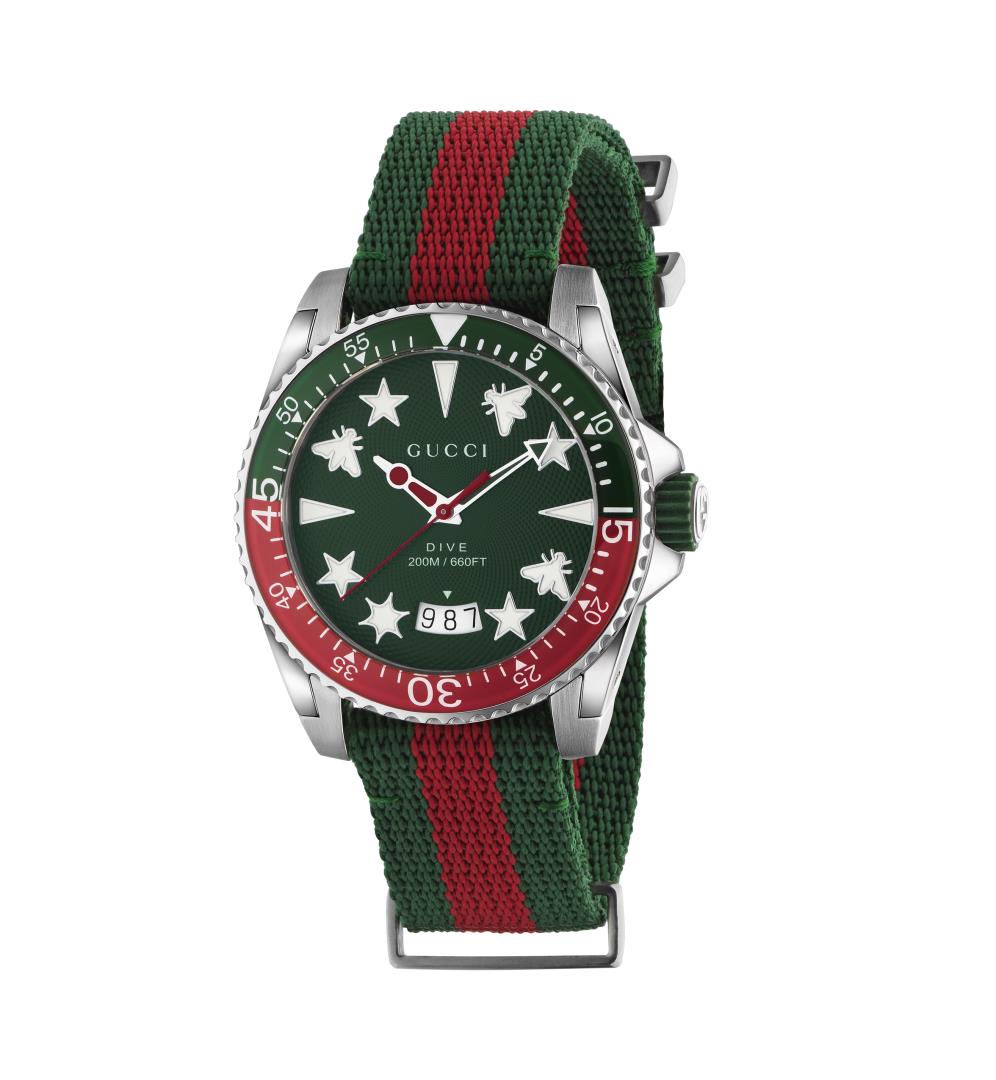 GUCCI Dive Steel Fabric Strap Watch 45mm YA136339