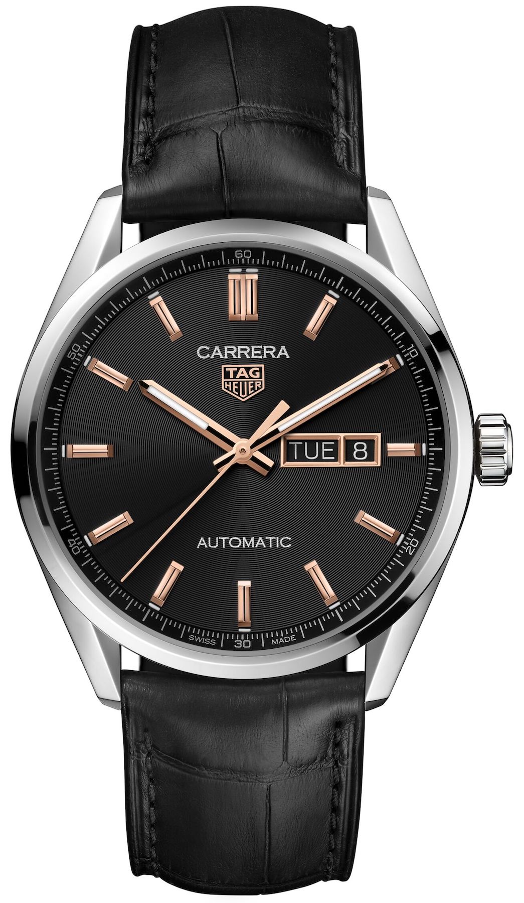 Tag Heuer Carrera Day-Date Automatic Calibre 5 Black Leather 41mm WBN2013.FC6503