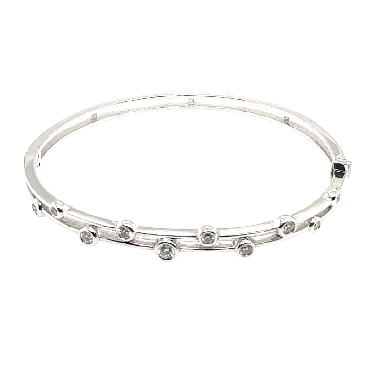 Diamond Set 9ct White Gold Bangle