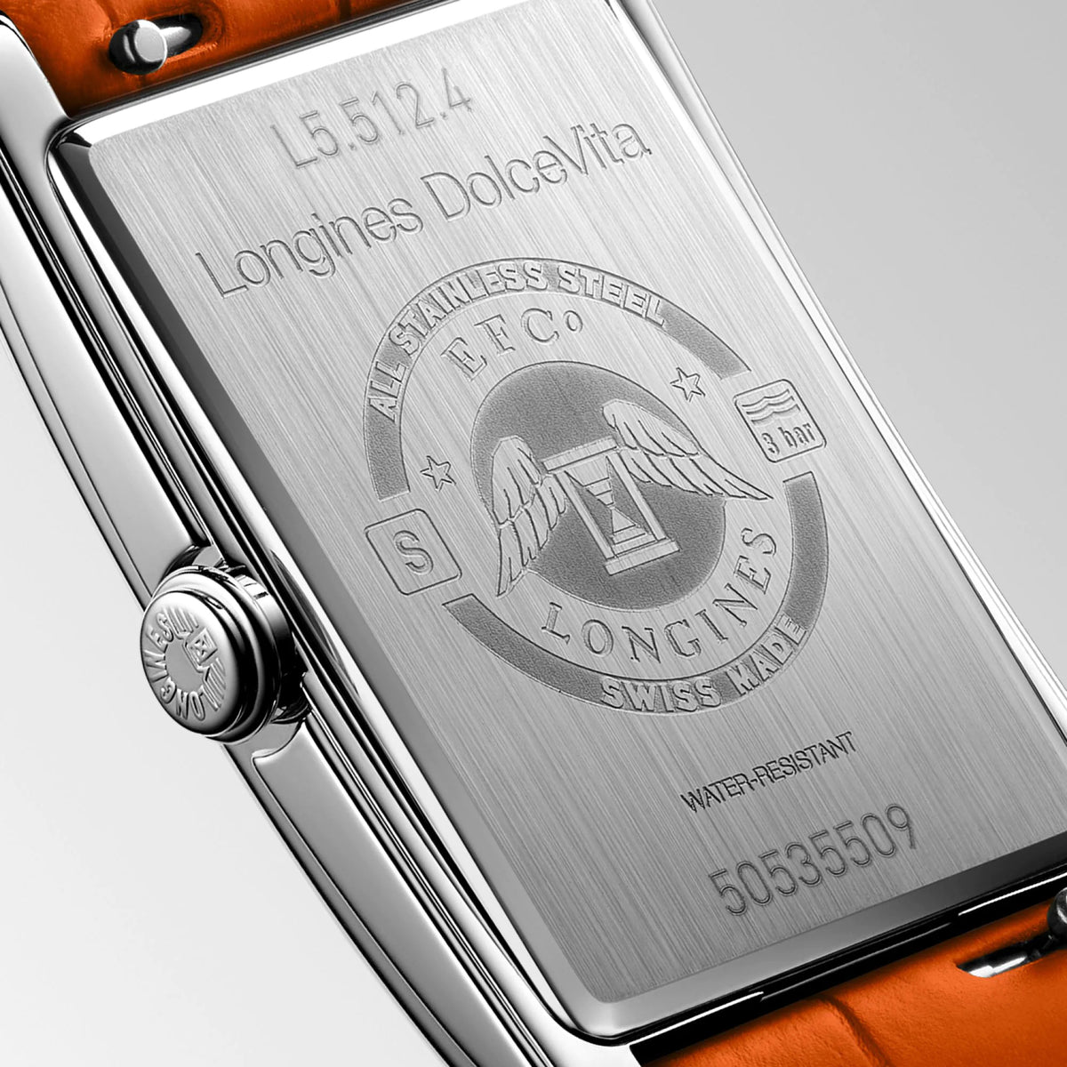 Longines DolceVita Orange Strap Watch 23.3mm L5.512.4.92.2