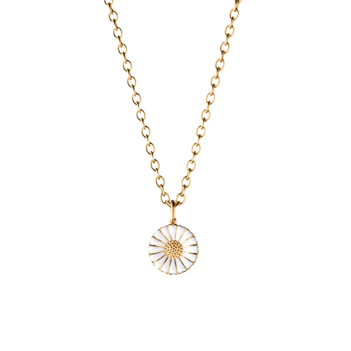 Georg Jensen Daisy Pendant, Large, 18kt Gold Plated Sterling Silver, White Enamel