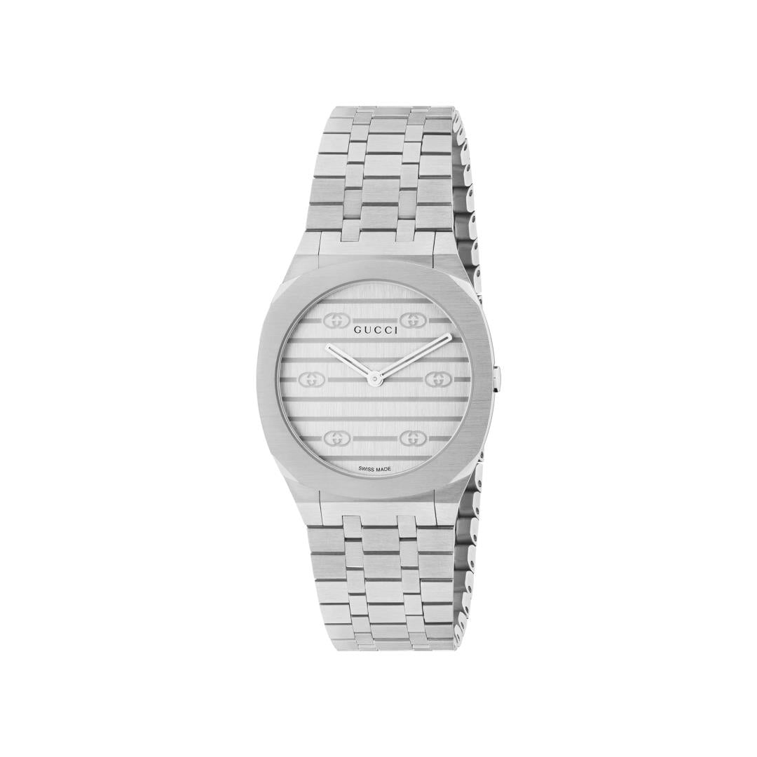 GUCCI 25H Steel Unisex 30mm Watch YA163501