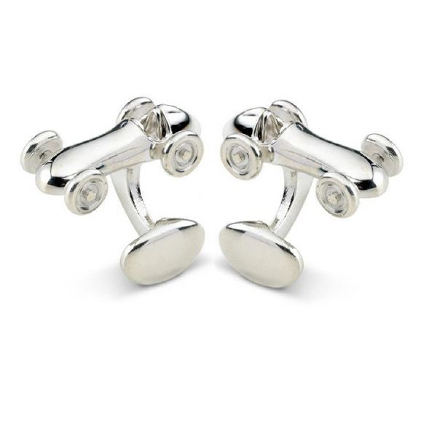 Deakin & Francis Silver Vintage Racing Car Cufflinks