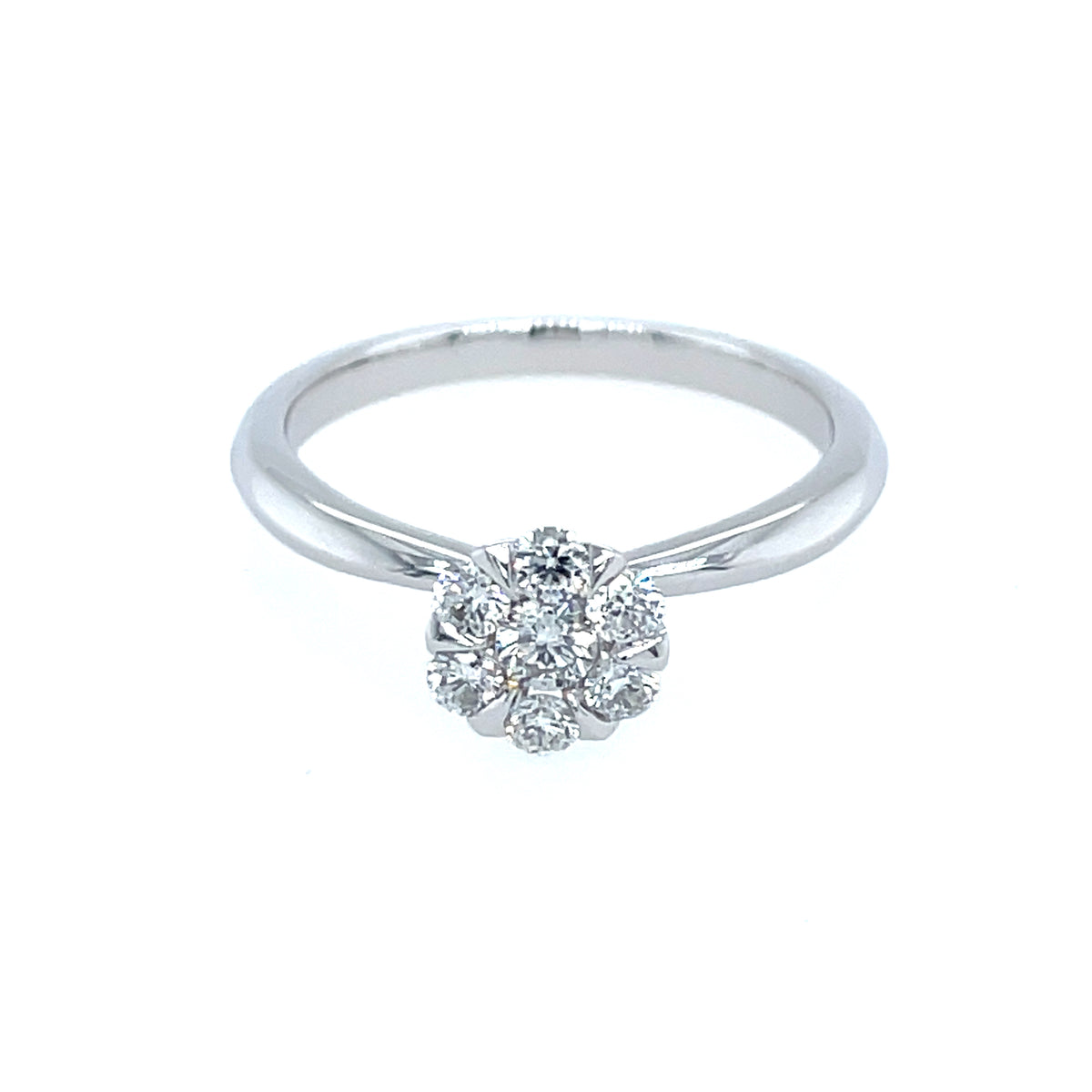 Diamond Flower Cluster 18ct White Gold Ring