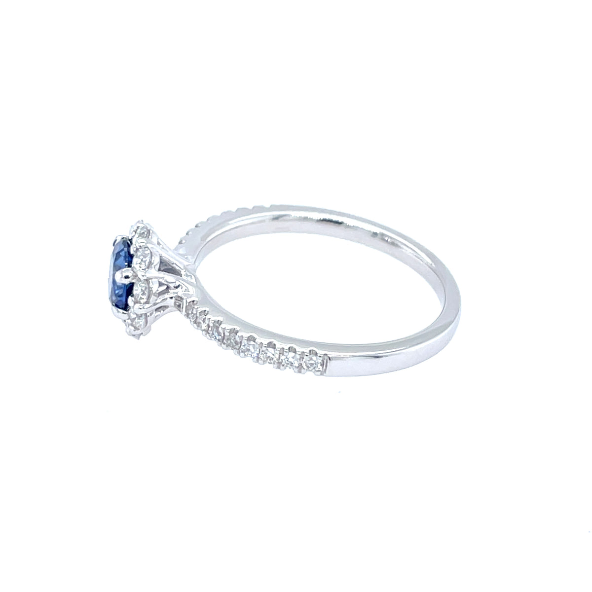 Sapphire & Diamond 18ct White Gold Cluster Ring