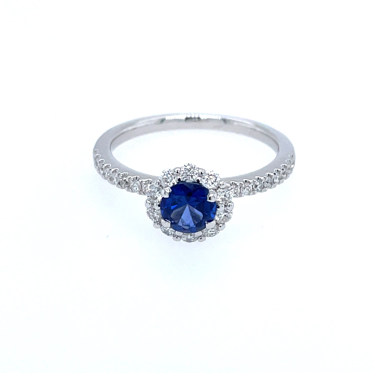 Sapphire & Diamond 18ct White Gold Cluster Ring