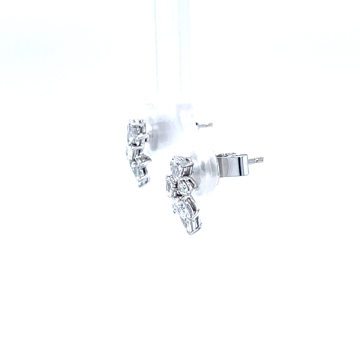 Diamond Snow Flake Style 18ct White Gold Earrings