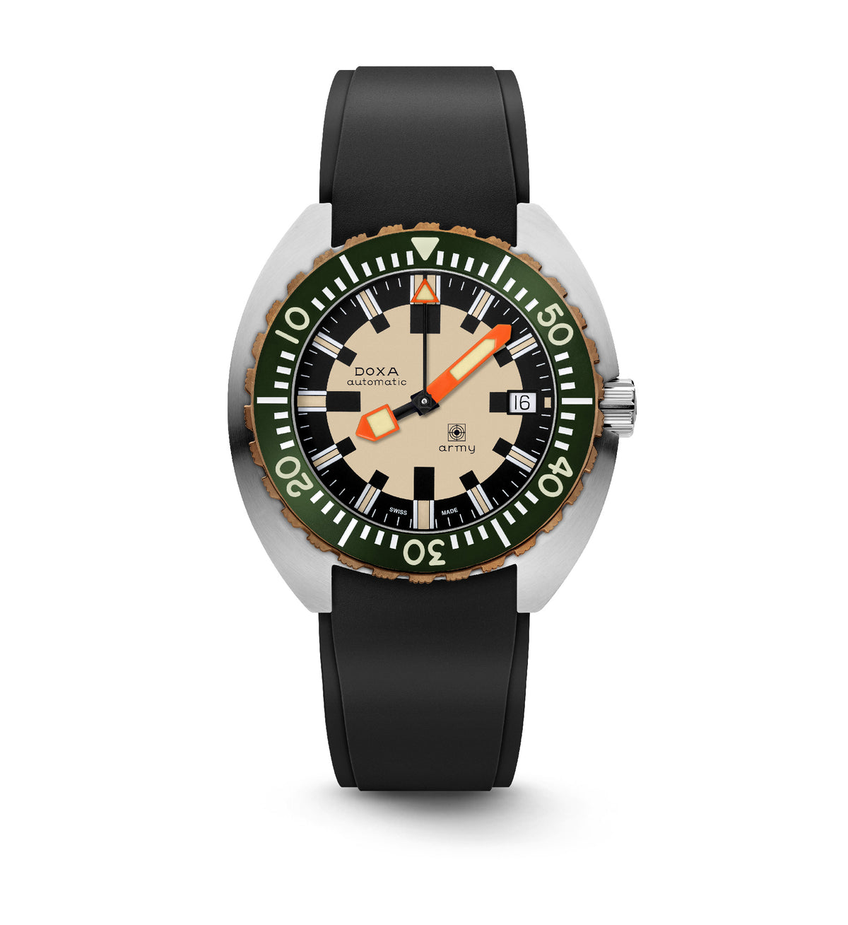 Doxa SUB 300T Army Bronze Bezel with Hunter Green Insert, Black Rubber Strap 785.60.031.20
