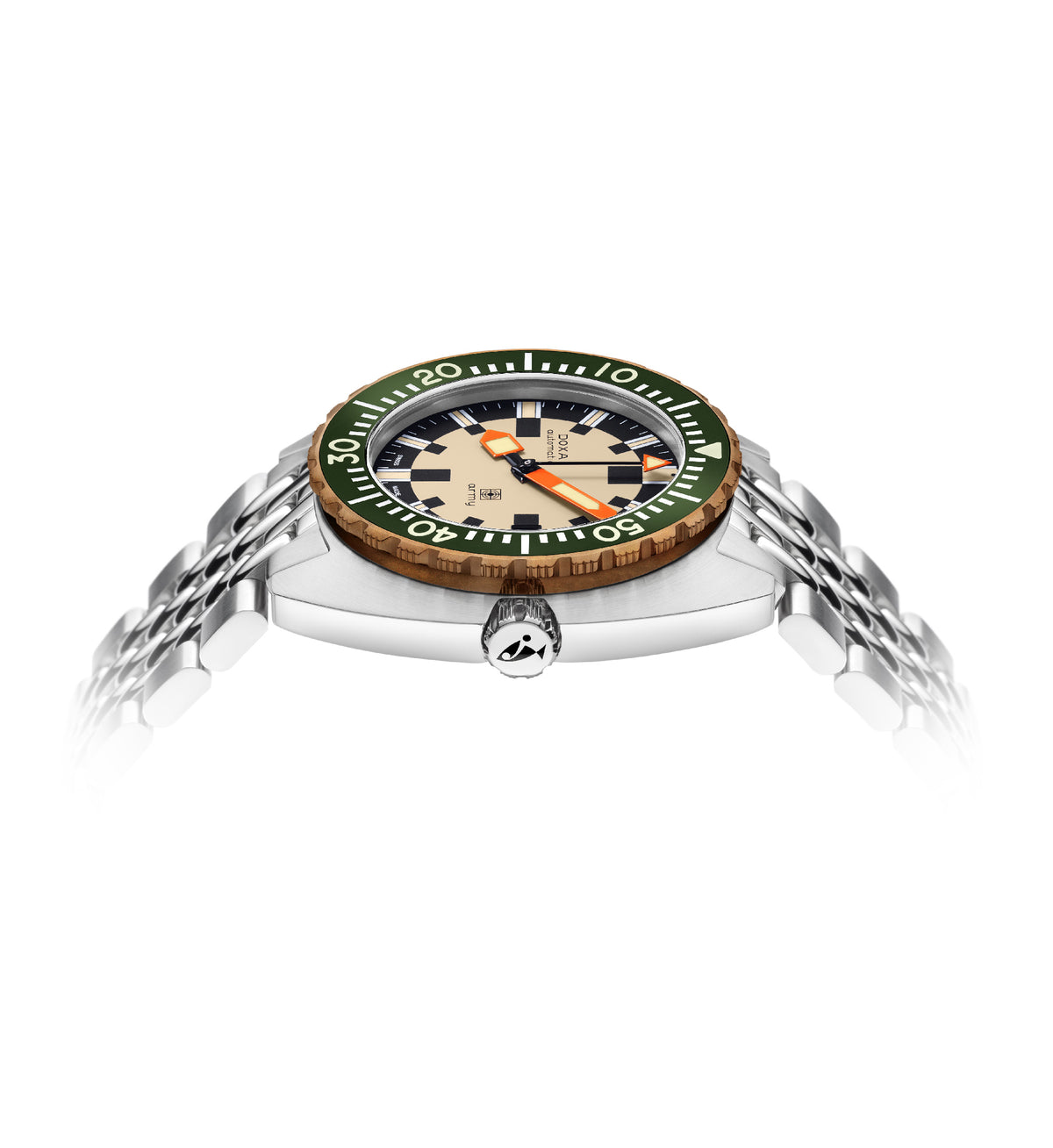 Doxa SUB 300T Army Bronze Bezel with Hunter Green Insert, Stainless Steel Bracelet 785.60.031.10