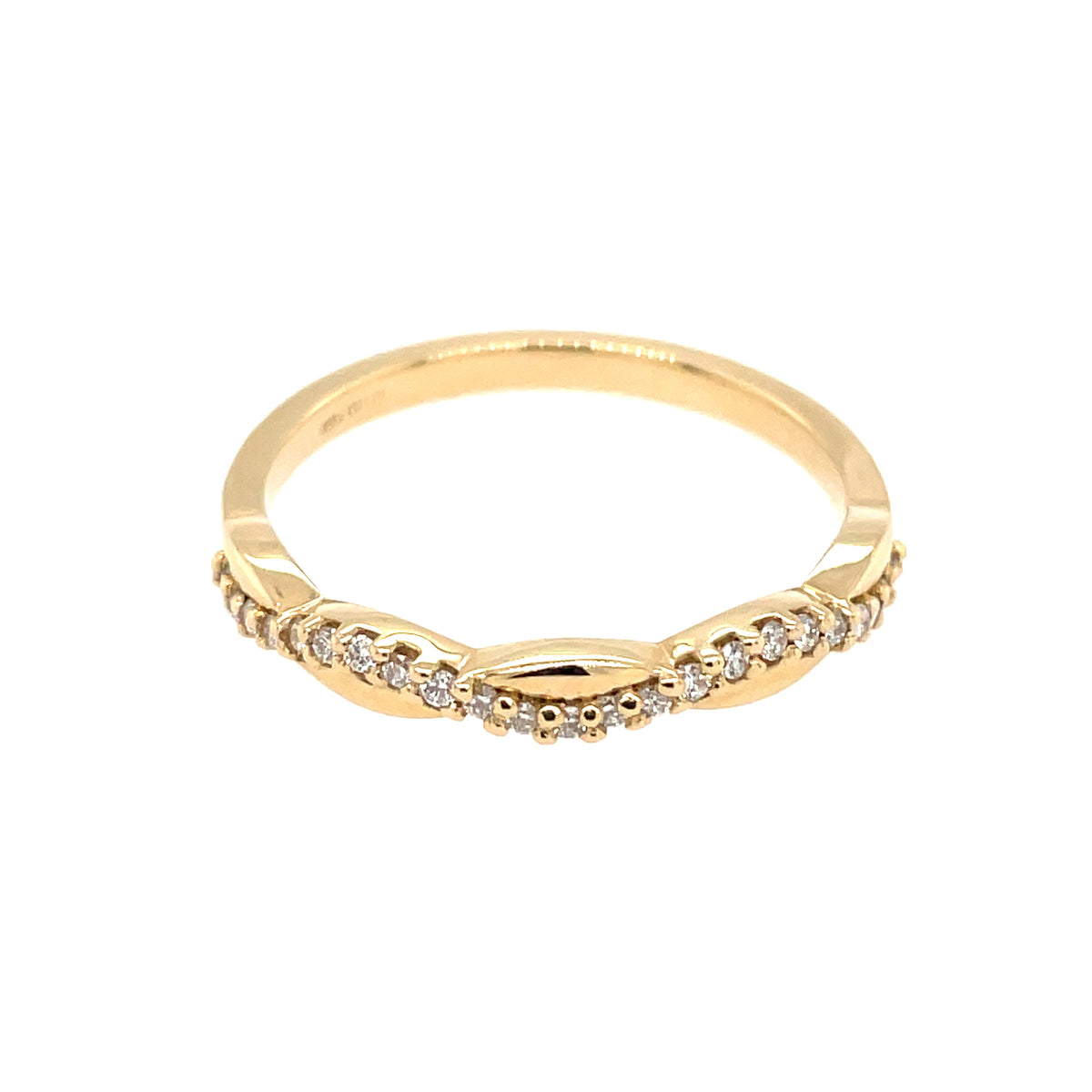 Diamond Cross Over 9ct Yellow Gold Ring