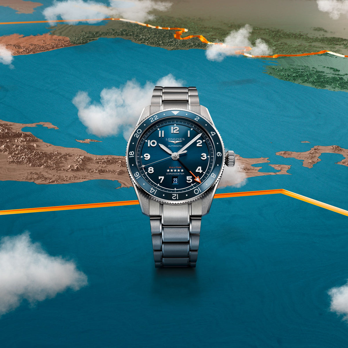 Longines Spirit Automatic Blue Zulu Time 42mm L3.812.4.93.6