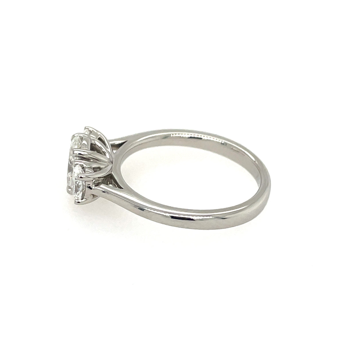 3 Stone Oval Cut Diamond Trilogy Platinum Ring