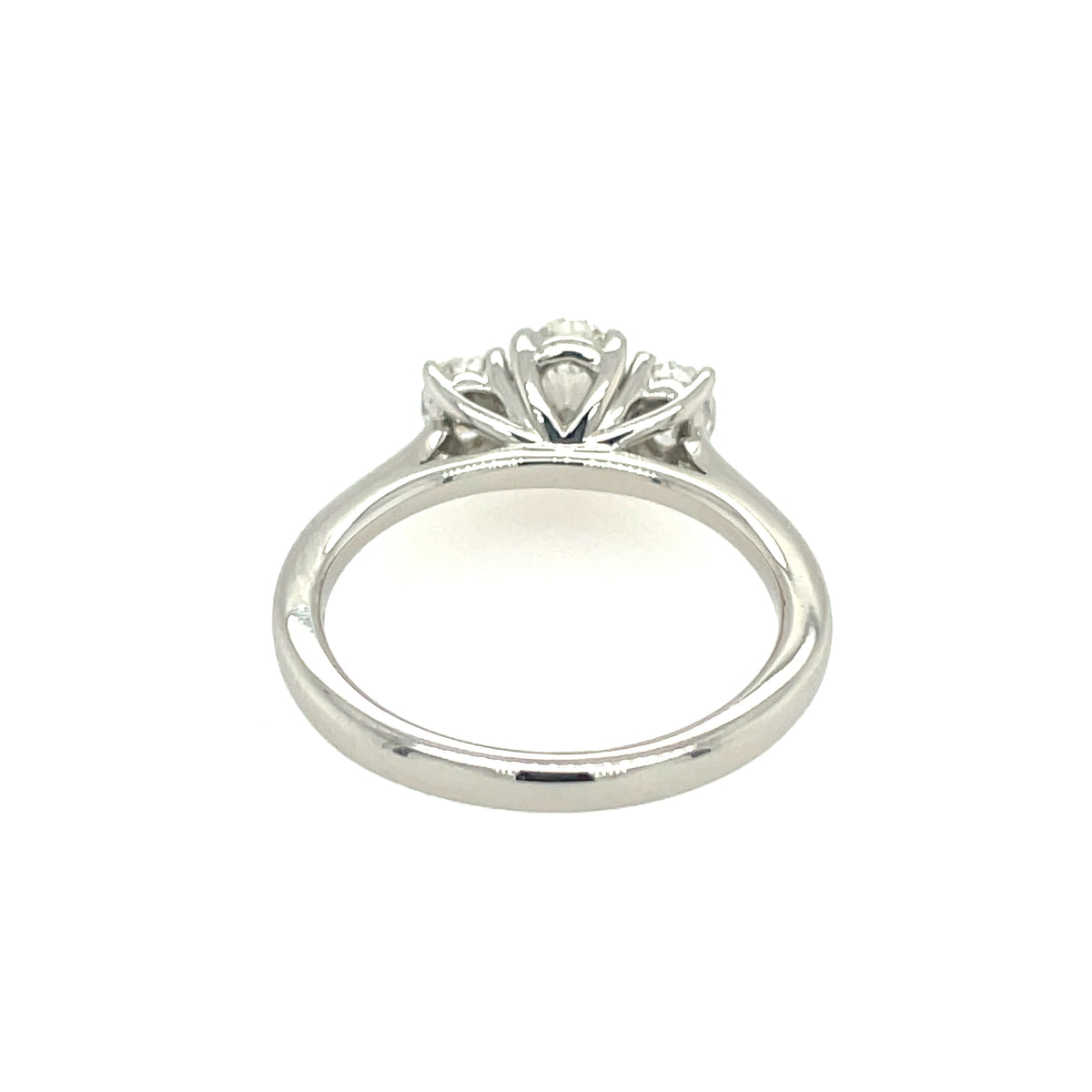 3 Stone Oval Cut Diamond Trilogy Platinum Ring